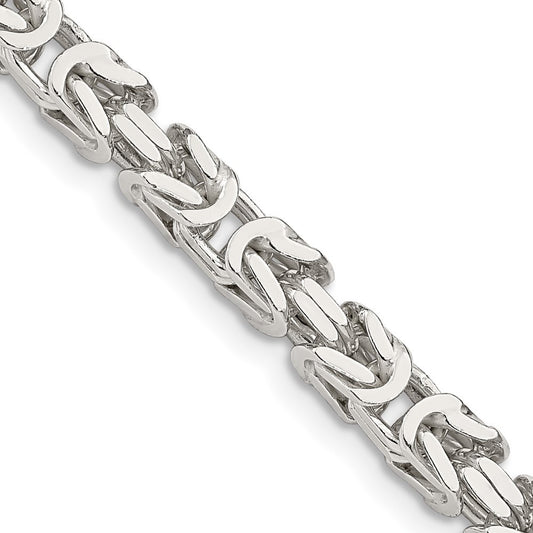 Sterling Silver 4.25mm Byzantine Chain Necklace 24"