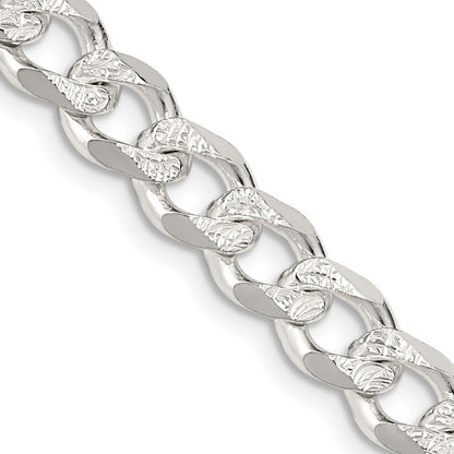 Sterling Silver 7.5mm Pav� Curb Chain Necklace 20"