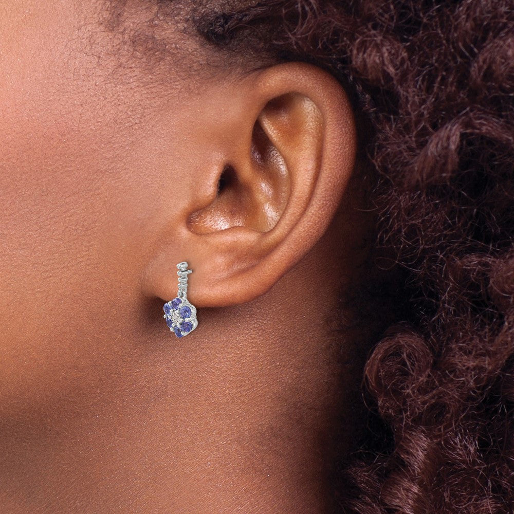 14k White Gold Tanzanite and Diamond Dangle Earrings