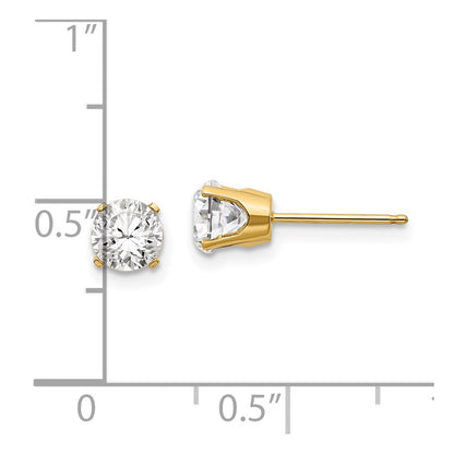 14k Yellow Gold 5mm White Topaz Stud Earrings - April