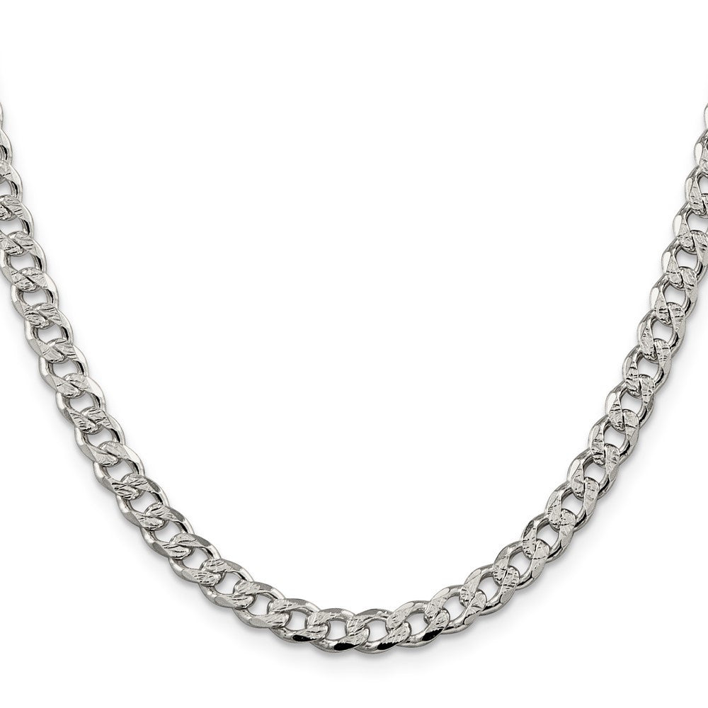 Sterling Silver 5.5mm Pav� Curb Chain Necklace 22"