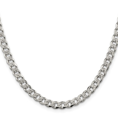 Sterling Silver 5.5mm Pav� Curb Chain Necklace 22"