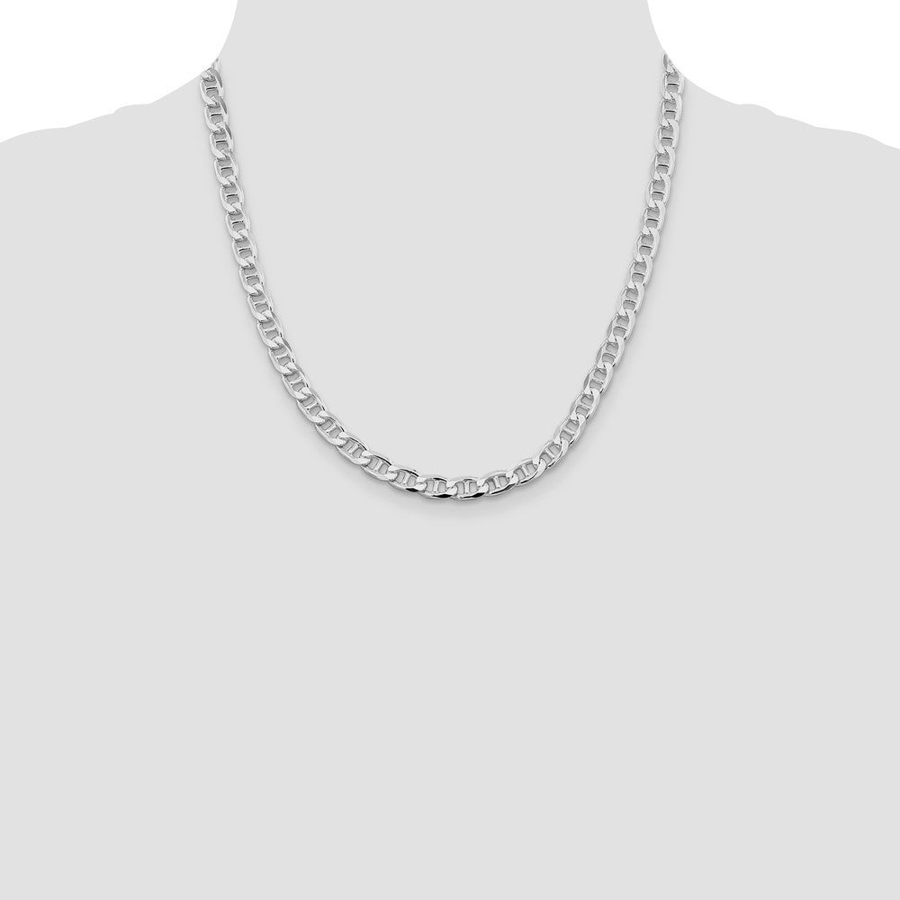 Sterling Silver 6.5mm Diamond-Cut Flat Anchor Curb Chain Necklace 20"