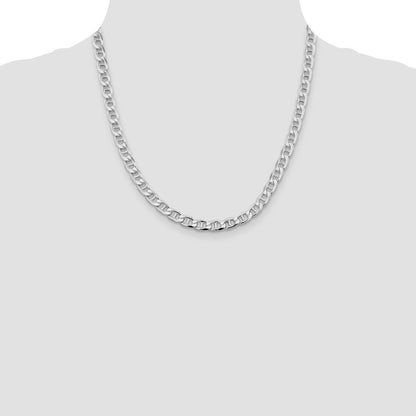 Sterling Silver 6.5mm Diamond-Cut Flat Anchor Curb Chain Necklace 20"