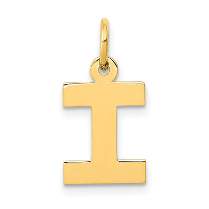 14k Yellow Gold Small Block Letter I Initial Charm Pendant