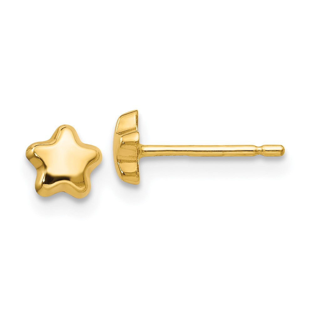 14k Yellow Gold Polished Star Stud Earrings