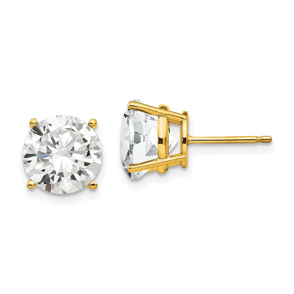14k Yellow Gold 10mm Cubic Zirconia Stud Earrings