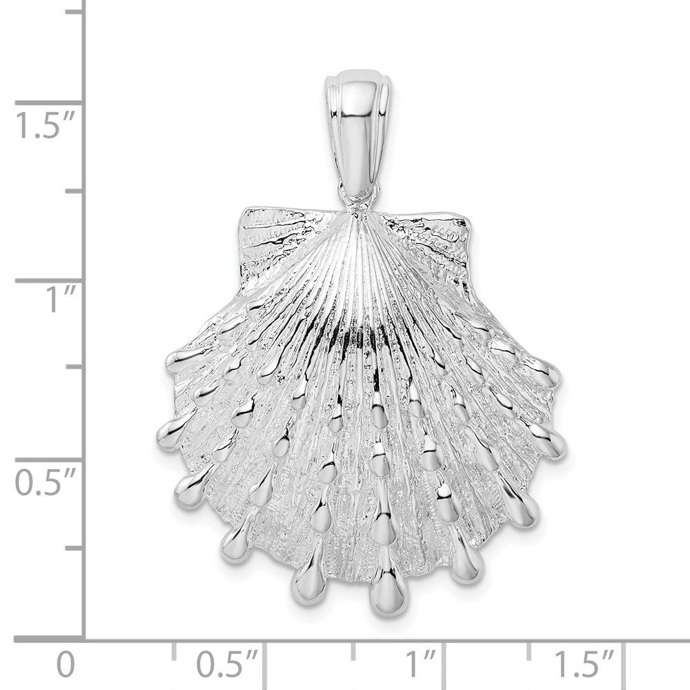 Sterling Silver Rhodium-Plated Polished and Textured Lions Paw Shell Pendant