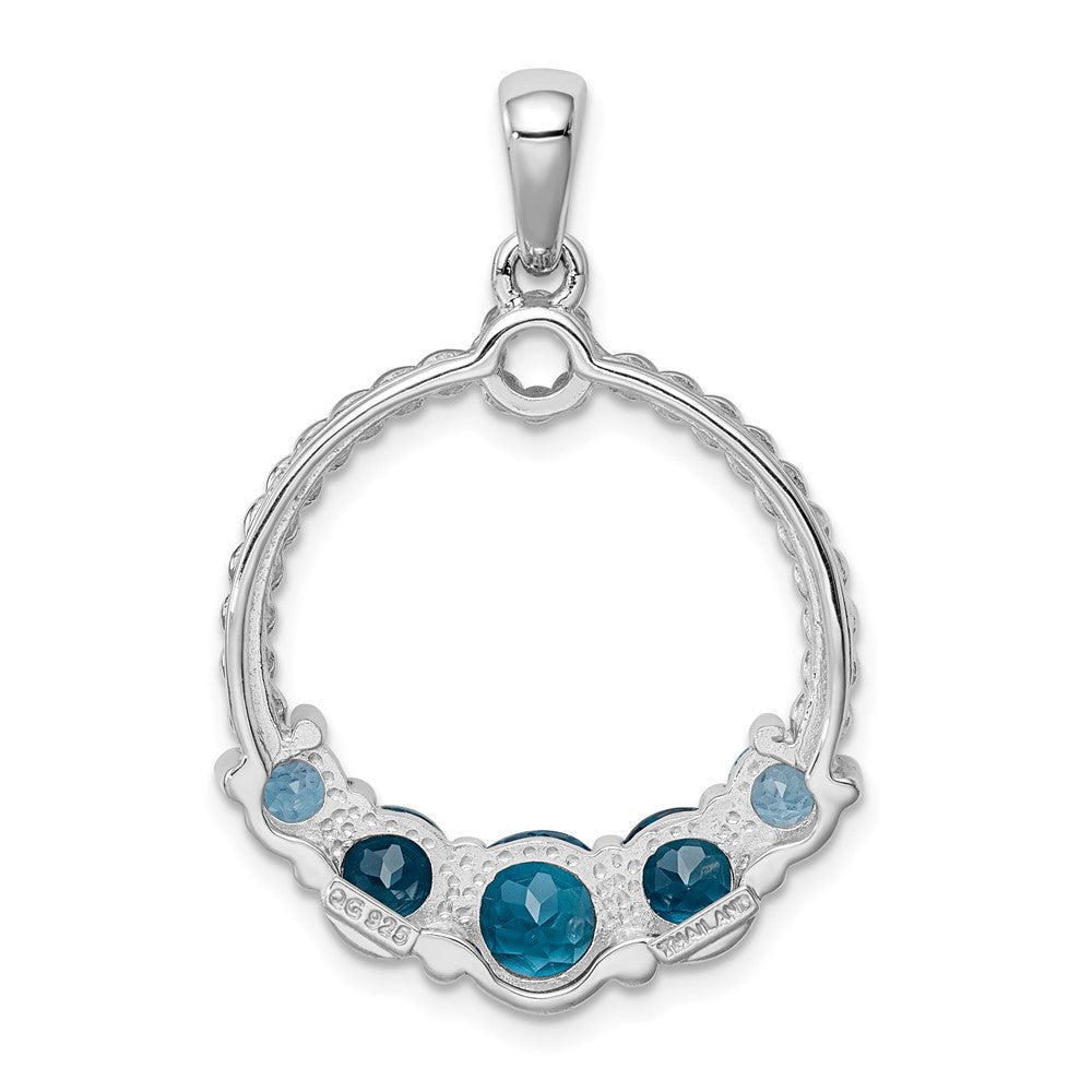 Sterling Silver Rhod-plat London Blue Topaz Pendant
