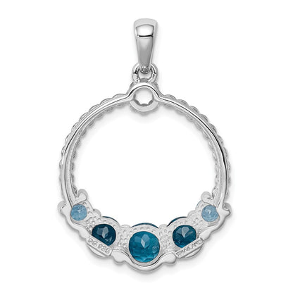 Sterling Silver Rhod-plat London Blue Topaz Pendant