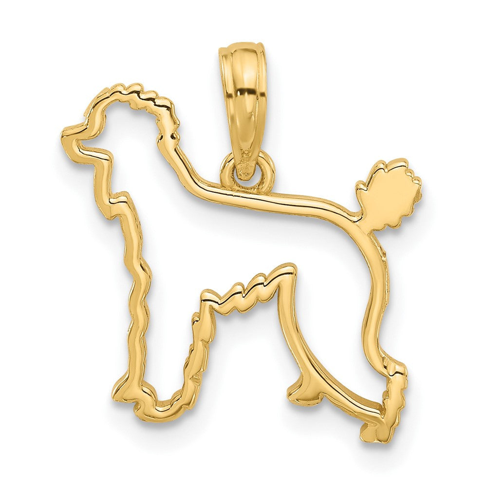 14k Yellow Gold Polished Poodle Dog Outline Charm Pendant