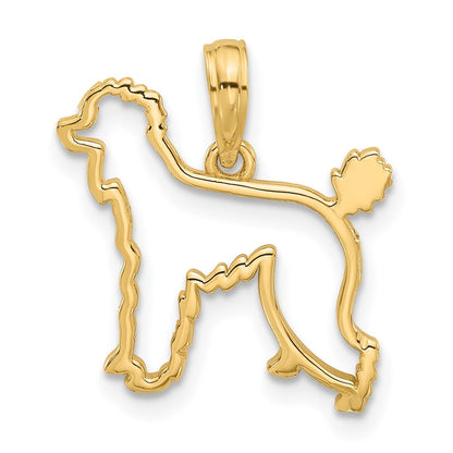 14k Yellow Gold Polished Poodle Dog Outline Charm Pendant