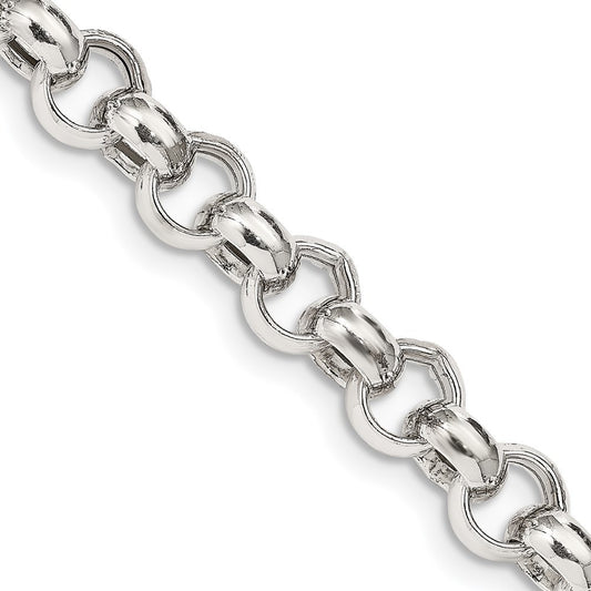 Sterling Silver 9.5mm Semi-solid Rolo Chain Necklace 24"