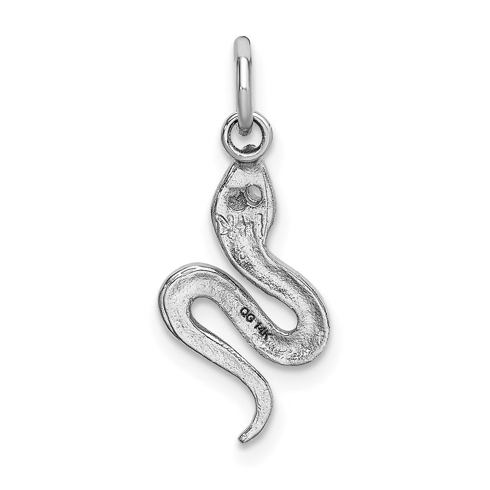 14k White Gold Solid Polished Snake Charm Pendant