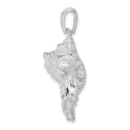Sterling Silver Rhodium-Plated Polished Conch Shell Pendant