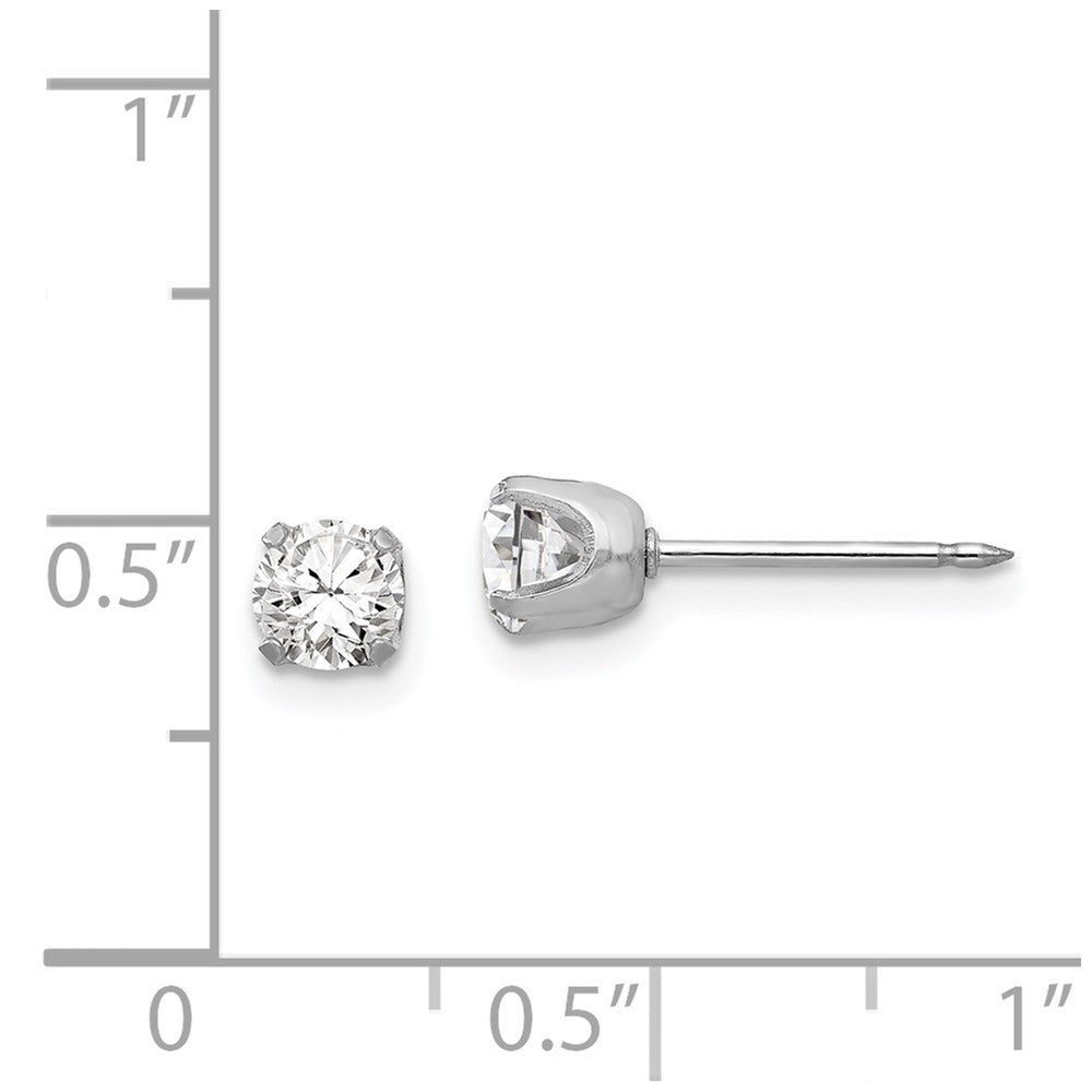 14k White Gold 4.25mm CZ Stud Earrings