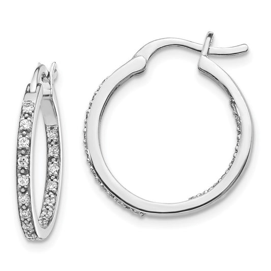 14k White Gold Diamond In Out Hoop Earrings