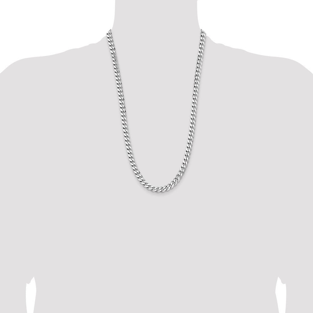 Sterling Silver Rhodium-plated 7.5mm Curb Chain Necklace 26"