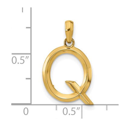 14k Yellow Gold Fancy Letter Q Initial Pendant