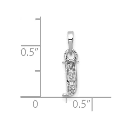 14k White Gold Rhodium-plated Diamond Letter J Initial Pendant