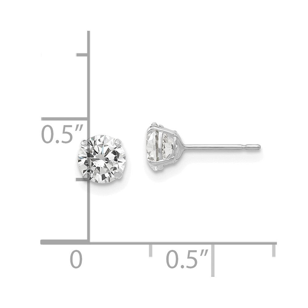 14k White Gold 5mm Round Cubic Zirconia Stud Earrings