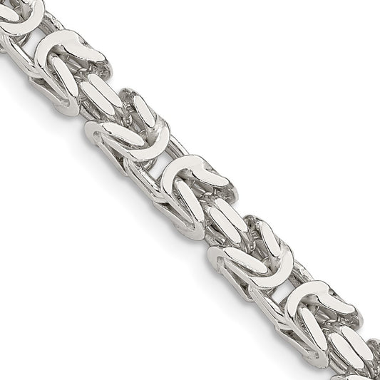 Sterling Silver 4.25mm Byzantine Chain Necklace 22"