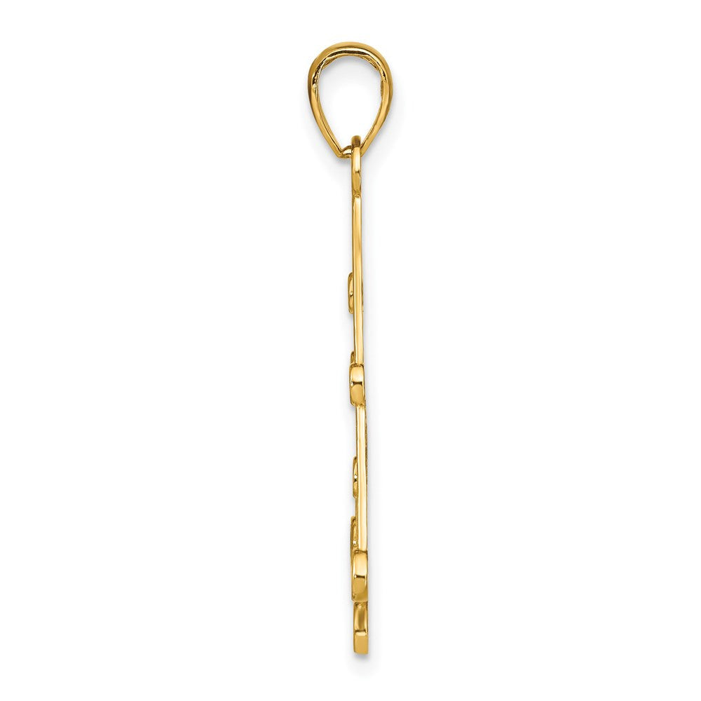 14k Yellow Gold Rhodium Textured Chandellier Charm Pendant