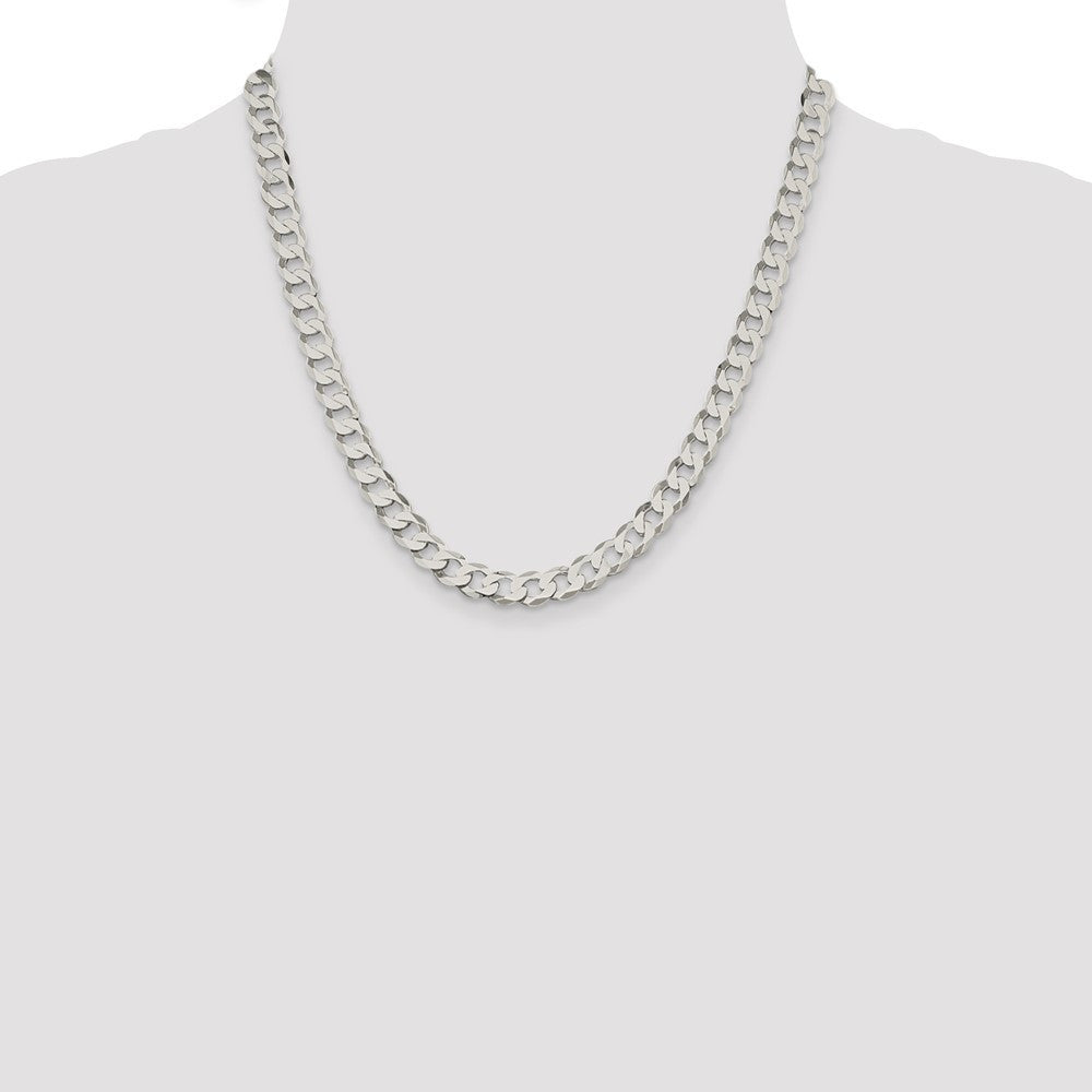 Sterling Silver 7.5mm Flat Curb Chain Necklace 20"