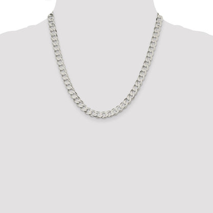 Sterling Silver 7.5mm Flat Curb Chain Necklace 20"