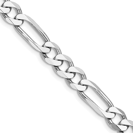 Sterling Silver Rhodium-plated 7.5mm Figaro Chain Necklace 22"