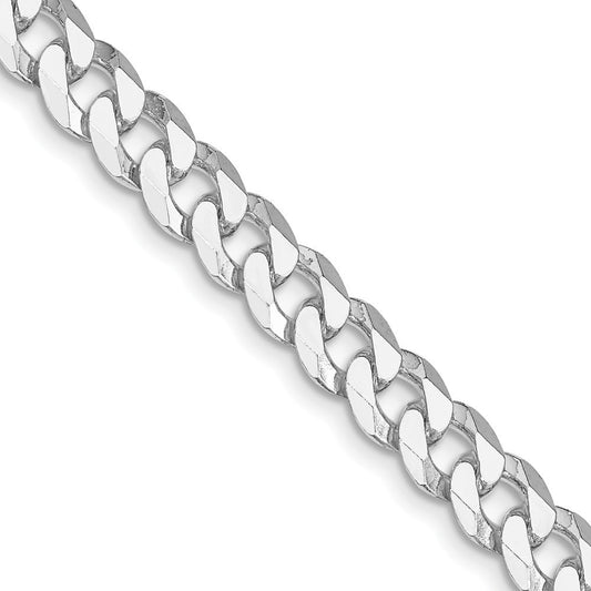 Sterling Silver Rhodium-plated 7mm Beveled Curb Chain Necklace 24"