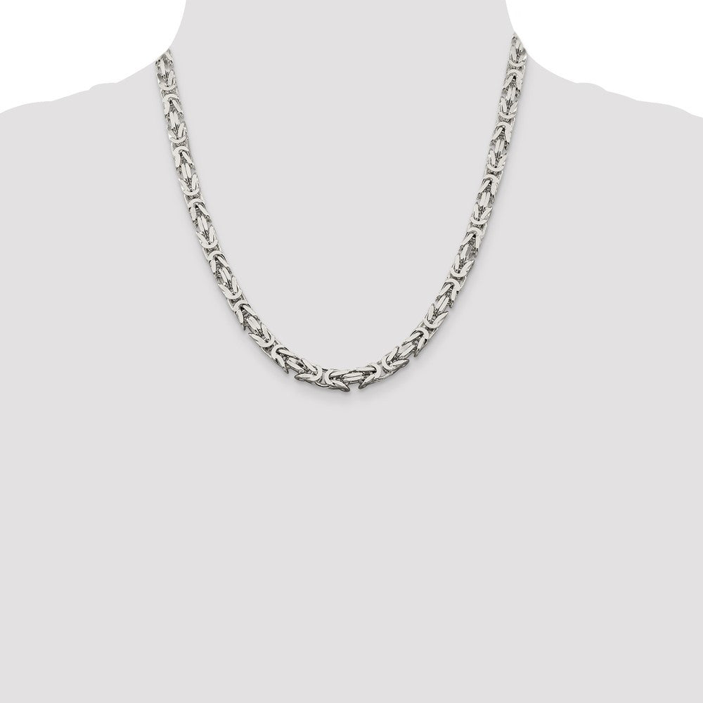 Sterling Silver 6mm Byzantine Chain Necklace 20"