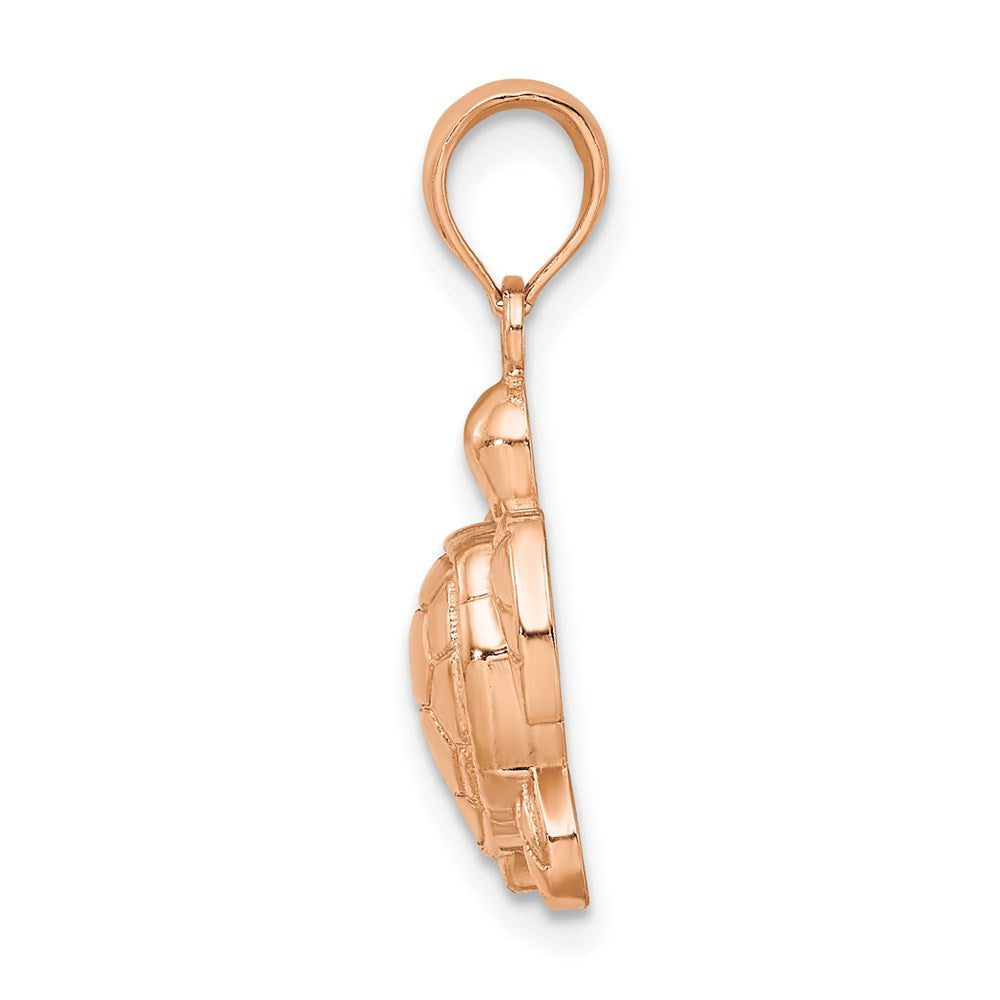 14K Rose Gold Textured Sea Turtle Charm Pendant