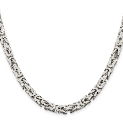 Sterling Silver 6mm Byzantine Chain Necklace 20"