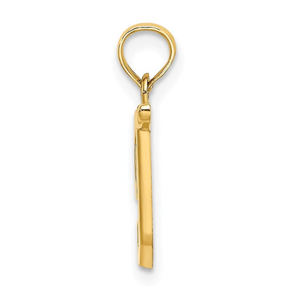 14k Yellow Gold Script Letter T Initial Pendant