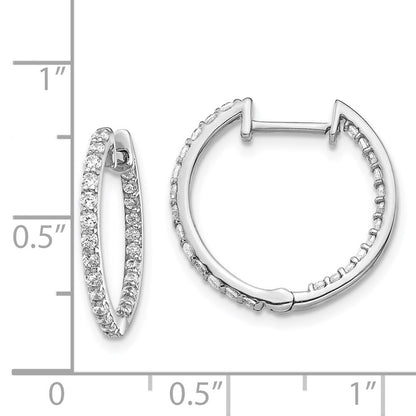 14k White Gold Diamond In/Out Hinged Hoop Earrings