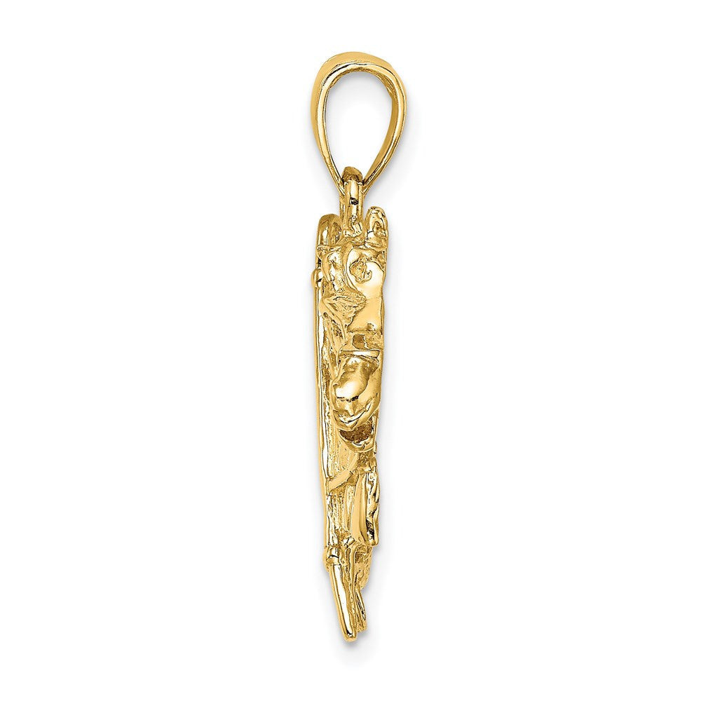 14k Yellow Gold Horse Head Shoe and Crop Charm Pendant