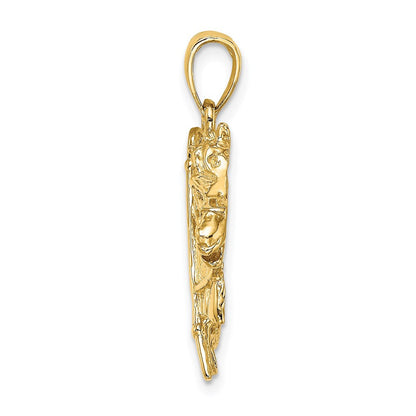 14k Yellow Gold Horse Head Shoe and Crop Charm Pendant