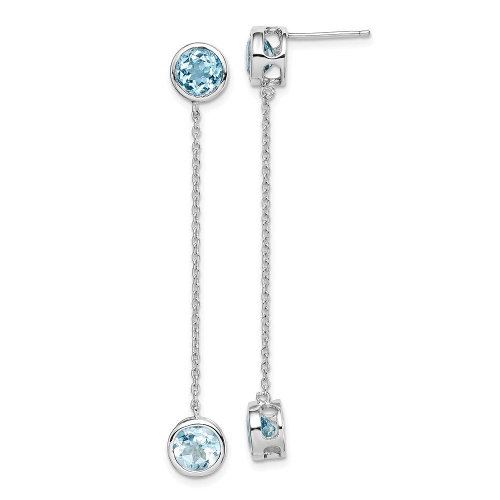 Sterling Silver Rhodium-plated Blue Topaz Chain Dangle Earrings
