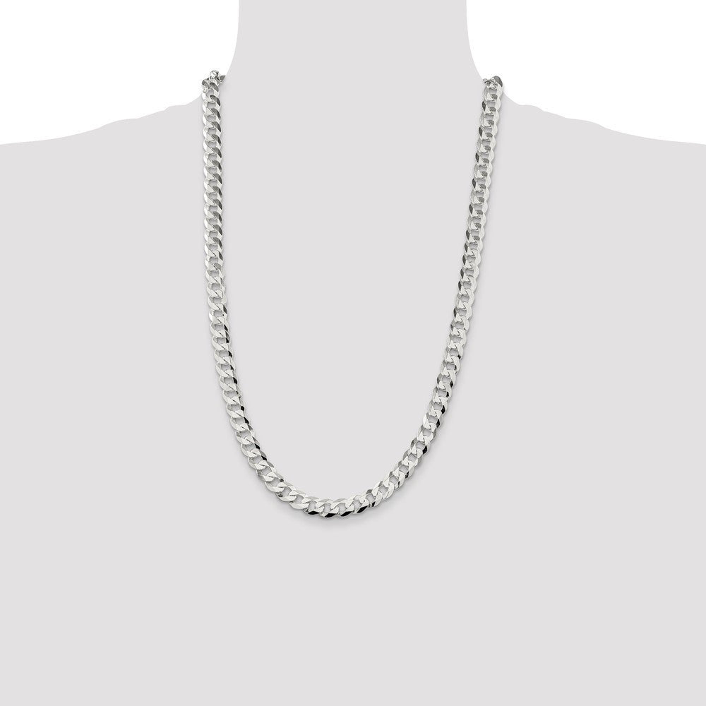Sterling Silver 8.5mm Flat Curb Chain Necklace 26"