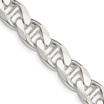 Sterling Silver 9mm Diamond-Cut Flat Anchor Curb Chain Necklace 24"