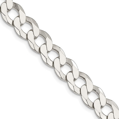Sterling Silver 9.75mm Flat Curb Chain Necklace 26"