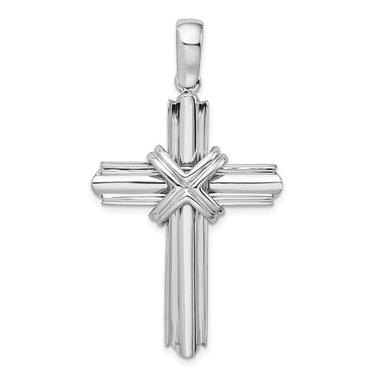 Sterling Silver Small Rounded X-Center with Frame Cross Pendant