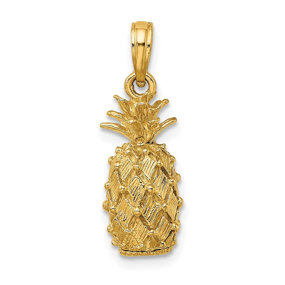 14k Yellow Gold 3-D Pineapple Charm Pendant