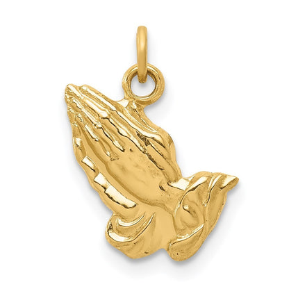 14k Yellow Gold Praying Hands Charm Pendant