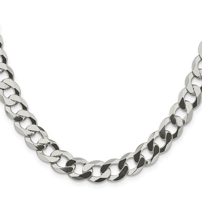 Sterling Silver 9.75mm Flat Curb Chain Necklace 24"
