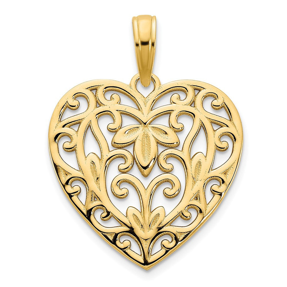 14k Yellow Gold Fancy Heart Pendant
