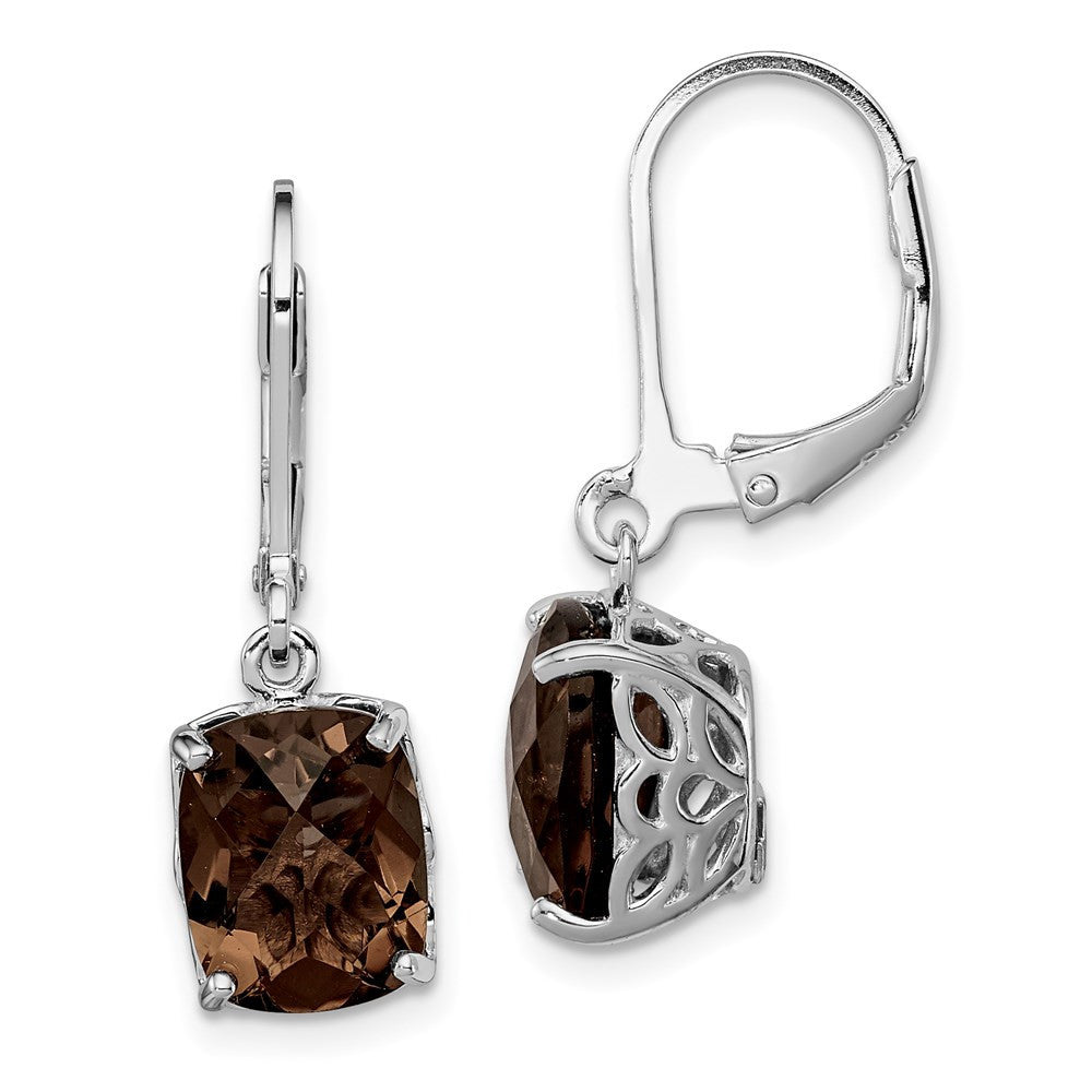 Sterling Silver Rhodium-plated Smoky Quartz Dangle Earrings