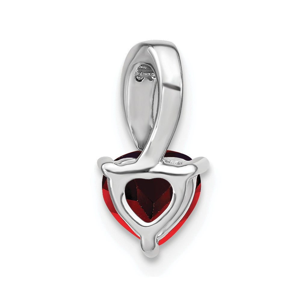 14k White Gold Garnet and Diamond Heart Pendant
