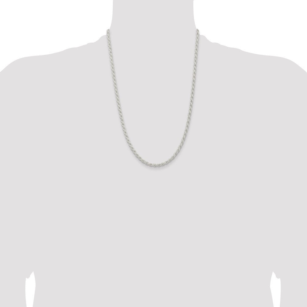 Sterling Silver 4.5mm Solid Rope Chain Necklace 24"
